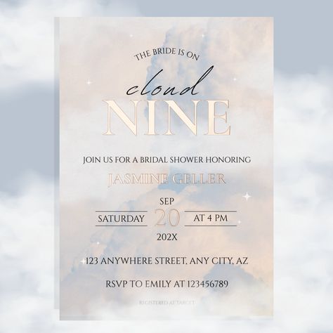 Bridal Shower Night Time, Cloud 9 Bridal Shower Invitation, Cloud 9 Bridal Shower Theme Invitations, Royal Bridal Shower Theme, She’s On Cloud 9, Bridal Shower On Cloud 9, Bridal Shower Cloud 9, Cloud Bridal Shower Theme, Cloud 9 Engagement