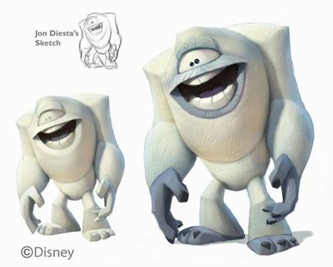 The Yeti (a.k.a. the Abominable Snowman) is a character from Disney/Pixar's 2001 film Monsters, Inc. and its 2013 prequel Monsters University. He is voiced by John Ratzenberger. The Yeti is a monster who worked at Monsters, Inc. until he got banished (presumably for tampering with mail) to the Himalayas. Despite being banished, he likes living in the human world. Disney Infinity Characters, Art Of Disney, Infinity Art, Disney Wiki, Monster Characters, Model Art, Disney Infinity, Art Disney, Character Sketches