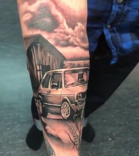 Vw Tattoo, Car Tattoos, Inspirational Tattoos, Italian Charm Bracelet, Half Sleeve, Tattoos For Guys, Tattoo Designs, Charm Bracelet, Tattoos