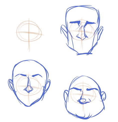 Caras Male Head Shape Reference, Female Face Base, Bust Drawing References, Face Study Drawing, Dammon Bg3, رسم كاريكاتير, 얼굴 드로잉, 얼굴 그리기, Drawing Heads