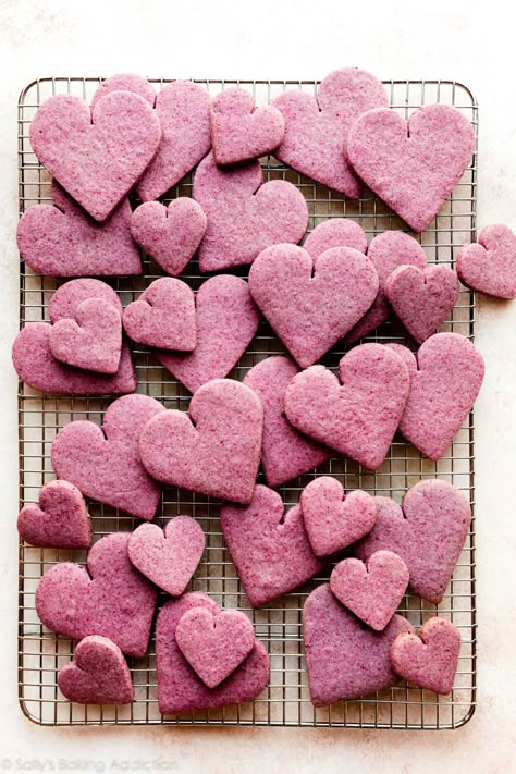 Three Layer Cookies, Cream Cheese Sugar Cookies, Cut Out Cookie Recipe, Raspberry Cookies, Decorate Cookies, Freeze Dried Raspberries, Valentines Cookies, Sally's Baking, Dried Raspberries