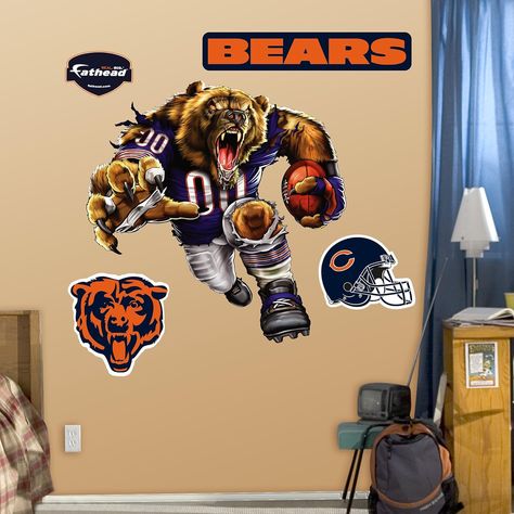 PRICES MAY VARY. Indoor use. No tape or tacks required. Made in USA. Nfl Bears, Team Jacob, Floral Park, Wall Graphic, Nfl Chicago Bears, Wall Banner, Removable Wall Decals, Wall Fans, Removable Wall