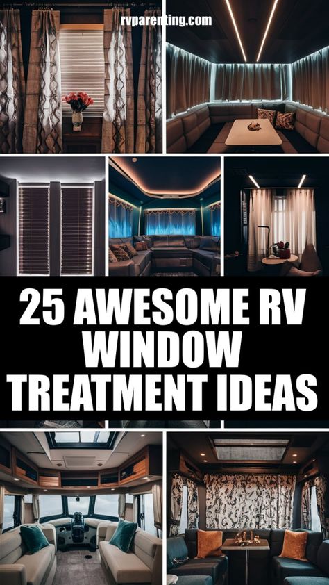 Curtains For Rv Windows, Rv Curtain Ideas Diy, Rv Living Full Time Hacks, Camper Window Coverings Ideas, Rv Curtains Diy, Rv Window Coverings Ideas, Camper Window Coverings, Camper Window Treatments, Camper Curtain Ideas