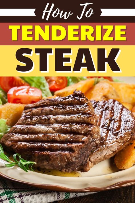 Wondering how to tenderize steak? I have you covered! Learn 7 easy methods for making your steak tender, juicy, and delicious. Tenderizer For Steak, Ny Steak Recipes How To Cook, How To Make A Tender Steak, Tender Steak Tips, How To Make Round Steak Tender, How To Make Tender Steak, How To Make Flank Steak Tender, Tough Steak Recipes, How To Make Steak Tender