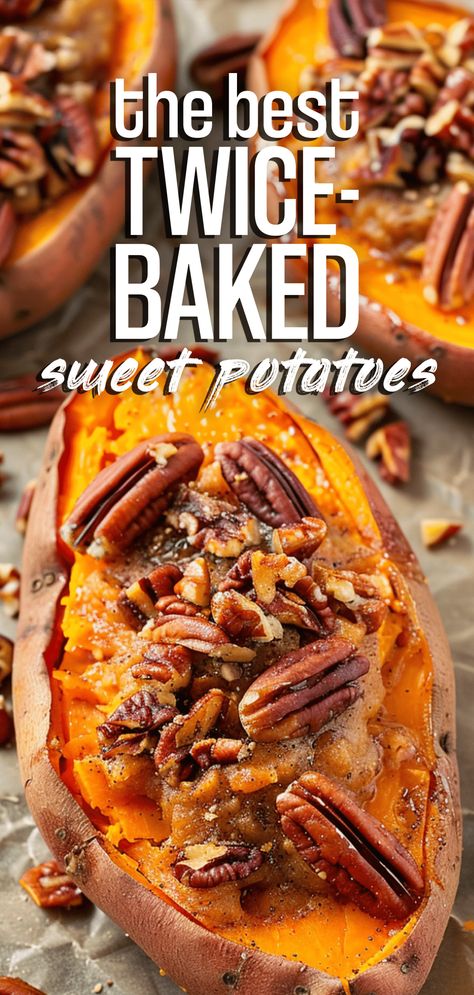 Twice Baked Sweet Potatoes [105 Minutes] – Chasety Best Baked Sweet Potato, Sweet Potato Side Dish, Sweet Potato Sides, Gf Dinner, Sweet Potato Recipes Baked, Twice Baked Sweet Potatoes, Thanksgiving Foods, Hot Potato, Baked Sweet Potatoes