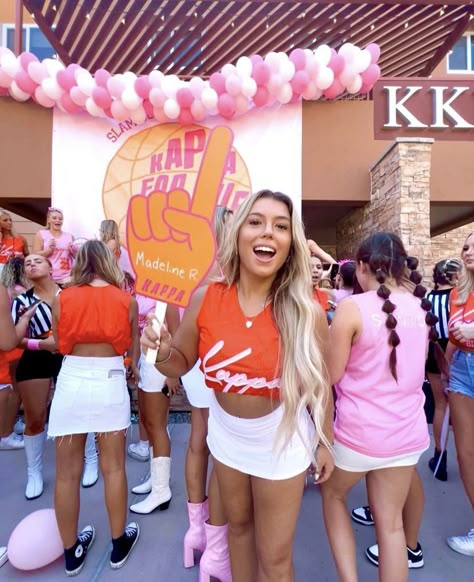 Kd Bid Day Themes, Basketball Bid Day, Sorority Basketball Theme Bid Day, Colorful Bid Day, Picked The Best Bid Day, Sorority Work Week, Basketball Board, Sorority Themes, Rush Week