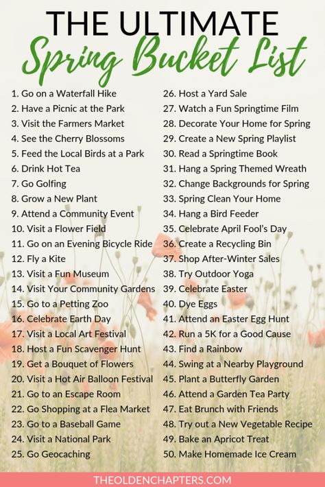 Spring Bucket List, Adventure List, Bucket List For Teens, Bucket List Journal, Movies List, Spring Fun, Spring Activities, Easter Activities, List Ideas