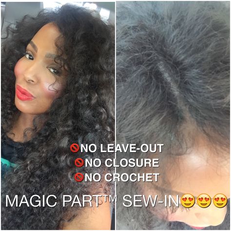 I'm loving my MAGIC PART™ SEW-IN HAIR WEAVE! Ladies, I have NO leave out, NO unflattering closure or frontal, yet it literally looks just like the hair is growing out of my scalp!  ....What do y'all think? #bestprotectivestyleever !!!  Interested? Call or text me for an appointment: (312) 273-8693  IG: @iamhairbynatalieb FB: Hair By Natalie B. www.styleseat.com/innercircleartistry  #weaves #sewins #hair #wigs #closures #lacefronts #frontals #protectivestyles Cute Weave Hairstyles, Textured Curly Hair, Sew In Weave, Curly Weaves, Sew In, Hair Weave, Grow Out, Love Hair, Text Me