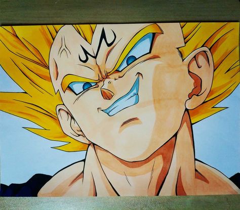 Margin Vegeta, Majin Vegeta Drawing, Vegeta Drawing, Dbz Vegeta, Majin Vegeta, Dragon Ball Art Goku, Goku Vegeta, Sketch Painting, Dragon Ball Art