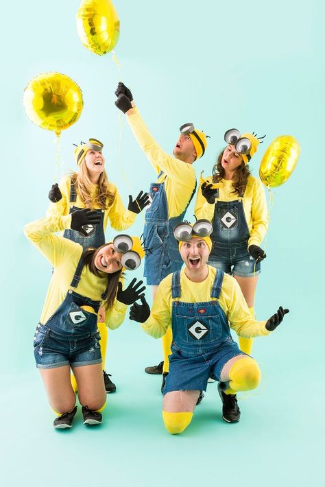 Minions Costumes, Group Fancy Dress, Funny Group Halloween Costumes, Diy Fantasia, Creative Diy Costumes, Diy Group Halloween Costumes, Hippie Costume Halloween, Best Group Halloween Costumes, Makeup Zombie