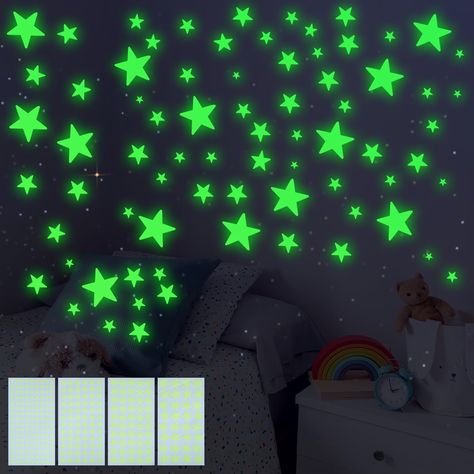 PRICES MAY VARY. 【Value Set】You will receive 6 sheets/514 pieces glow in the dark stars stickers in different sizes, including 32pcs 25mm stars, 50pcs 20mm stars, 144pcs 15mm stars, 288pcs 10mm stars, through different sizes of stars, you can create your own night sky as you wish. 【Long Length of Glow】Just place the luminous stars murals on any clean and flat surface, place it under a strong light for at least 15 minutes, turn off the light, the glow in the dark stickers will glow at night, and Ceiling Stars, Planet Nursery, Dark Stickers, Glow In The Dark Stars, Decor Ceiling, Dark Stars, 3d Room, Star Wall Decals, Star Ceiling