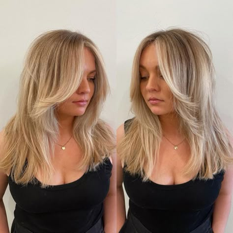 Mid-Shaft Feathered Facial Framing for Blunt Cut Facial Framing, One Length Hair, Face Framing Hair, Medium Blonde Hair, Textured Haircut, Mid Length Hair With Layers, Modern Haircuts, Layered Cut, The Best Hairstyles