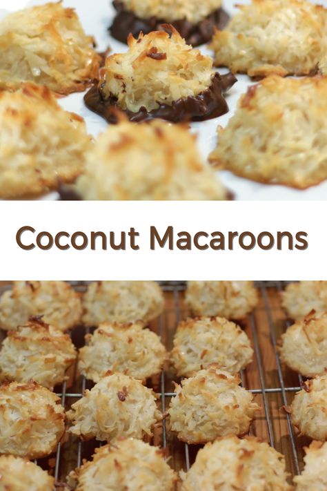 Chocolate Dipped Coconut Macaroons, Coconut Sweetened Condensed Milk, Chocolate Coconut Macaroons, Coconut Macaroons Easy, Coconut Macaroons Recipe, Macaroon Recipes, Coconut Macaroons, Coconut Cookies, Easy Cooking Recipes