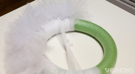 Tulle santa wreath tutorial – SheKnows Santa Tulle Wreath, Christmas Cabinets, Tulle Wreath Tutorial, Dollar Store Christmas Diy, Kids Christmas List, Christmas Wreath Diy, Christmas Wreath Craft, Diy Christmas Wreath, Tulle Wreath