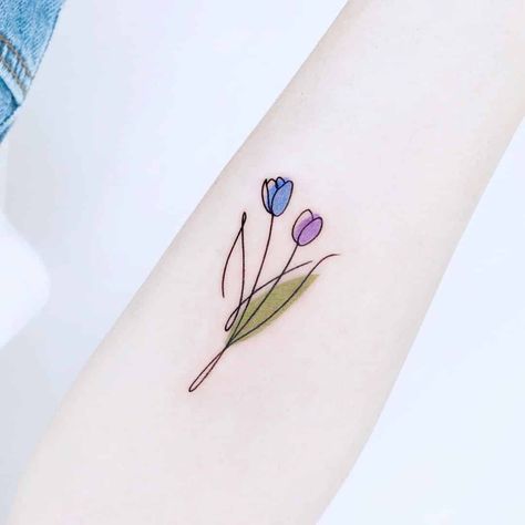 Tiny Flower Tattoo, Positivity Tattoo, Beautiful Tattoo Designs, Tiny Flower Tattoos, Kpop Tattoos, Flower Tattoo Ideas, Bookish Tattoos, Tulip Tattoo, Tatoo Inspiration