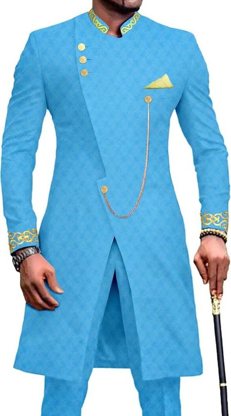 African Men Traditional Suit Dashiki Coats Chain Jacket and Pants for Wedding Evening Embroidery Outwear Outfits Ethnic Suit 7,S at Amazon Men’s Clothing store Pants For Wedding, African Male Suits, Outwear Outfit, Mens Casual Suits, African Suit, Long Pants Outfit, Ethnic Suit, Traditional Suit, Suits Men