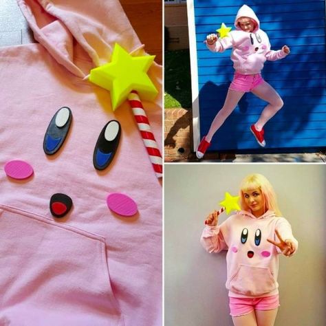 Kirby Costume Women, Kirby Costume Diy, Kirby Halloween Costume, Kirby Costume, Kirby Cosplay, Kirby Face, Power Eyes, Kirby Party, Nintendo Cosplay