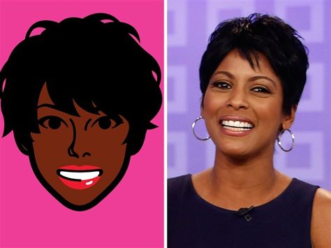 TODAY anchors get a cartoon makeover - allDAY Tamron Hall, Tamar Braxton Meme, Nbc News, Celebrity Interview, Buzz Cut, Today Show, News Today, A Cartoon, Scene Photo