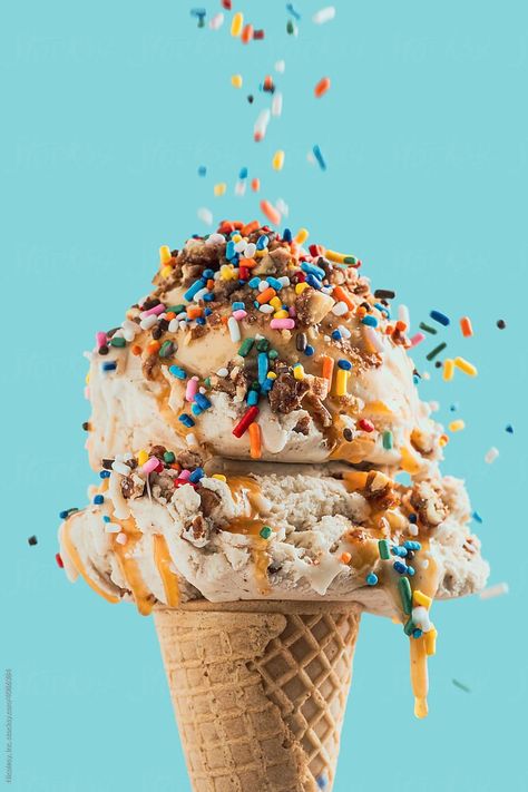 "Ice Cream Cone" by Stocksy Contributor "Nicolesy, Inc." - Stocksy Christmas Ice Cream Photography, Ice Cream Shop Pictures, Food Photography Ice Cream, Ice Cream Photoshoot Ideas, Ice Cream Cone Photography, Gelato Photography, Ice Cream Photoshoot, Ice Cream Inspiration, Ice Cream Photography