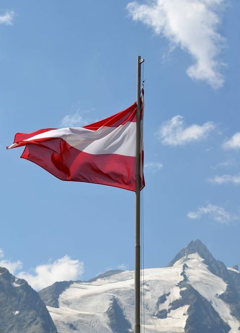 Austria Flag, Aosta Valley, Flags Of The World, Mount Everest, Austria, Flag, Natural Landmarks, Travel, Pins