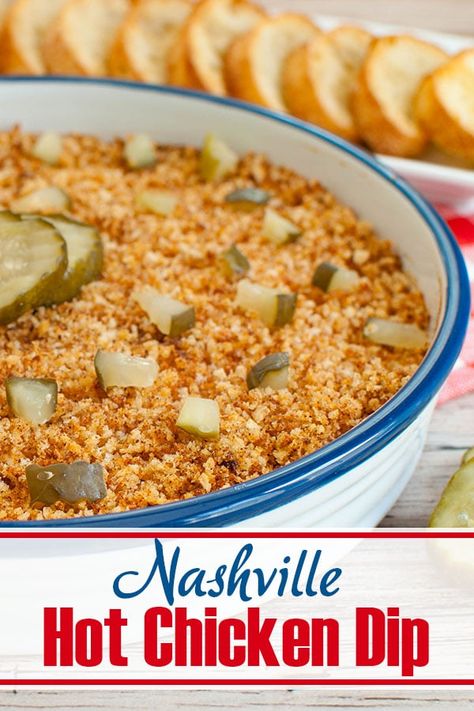 Nashville Hot Chicken Dip Chicken Potluck, Nashville Hot Chicken Dip, Spicy Chicken Dip, Hot Chicken Dip, Appetizer Chicken, Nashville Aesthetic, Nashville Chicken, Hot Chicken Salads, Healthy Fried Chicken