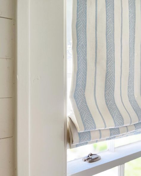 Bright and sunny details ☀️ Roman shades in our Sullivan Stripe in Marine with just enough heft, but still a lightness, on our Standard… | Instagram Bee Art, Belgian Linen, Roman Shades, Kitchen Remodel, Sunnies, Shades, Curtains, Lighting, On Instagram