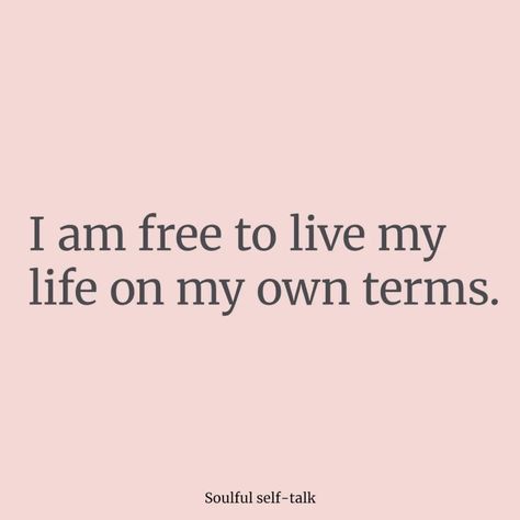 Freedom is my birthright, and I embrace it fully. I am free to be who I truly am, to live authentically, and to create a life that aligns with my heart’s desires. 🌿 Each day, I choose to release fear, doubts, and limitations, stepping into my power with confidence and grace. I trust the journey and know that my path is guided by my inner strength and wisdom. I am free from the opinions of others and follow my own truth unapologetically. 🔗 Let’s celebrate this freedom together—every choic... Live Life On Your Own Terms Quotes, Living Life On My Own Terms, I’m Free Quotes, My Own Life Quotes, Living For Me, Living On My Own, Allison Reynolds, Trust The Journey, Opinions Of Others