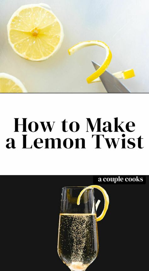 The easiest method for how to make a lemon twist as a cocktail garnish uses no special equipment: all you need is a knife! #lemon #twist #cocktail #garnish #cocktails How To Make A Lemon Twist Garnish, How To Make Garnishes For Drinks, Lemon Garnish Cocktail, Lemon Cocktail Garnish, Lemon Garnish Ideas, Lemon Twist Garnish, Cocktail Garnish Ideas, Cold Dip Recipes, Lemonade Slushies