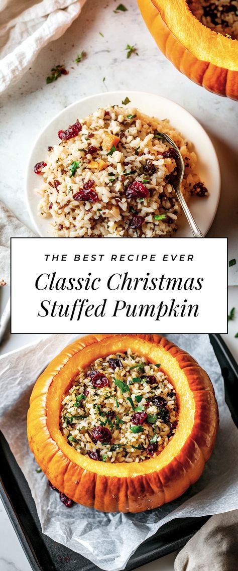 Image for Classic Christmas Stuffed Pumpkin Stuffed Pumpkins Recipes, Stuffed Pumpkin Recipes, Pumpkin Stuffing, Stuffed Mini Pumpkins, Yule Food, Pumpkin Recipes Dinner, Salmon Teriyaki, Salmon Teriyaki Recipe, Stuffed Pumpkin