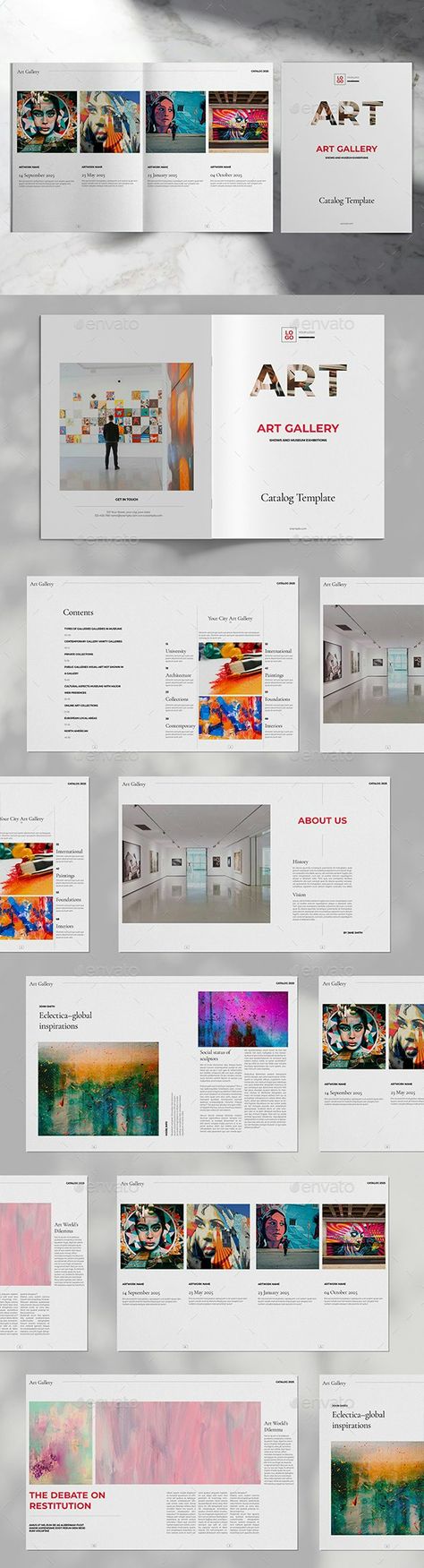 Art Gallery Catalog Layout - Catalogs Brochures Art Catalogue Layout, Art Gallery Brochure, Art Catalogue Design, Catalog Design Inspiration, Catalog Layout, Architecture Portfolio Template, Art Catalogue, Portfolio Designs, Layout Print