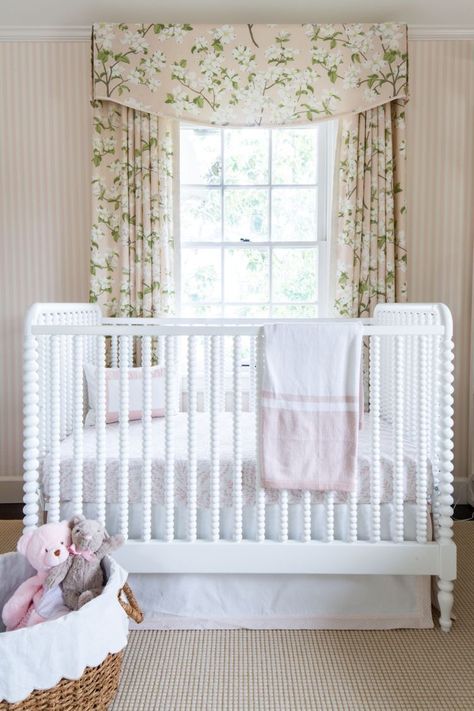 Southern Nursery, Nursery Valance, Baby Room Curtains, Traditional Nursery, Striped Walls, Nursery Room Design, Girl Nursery Room, Nursery Room Inspiration, Girl’s Room