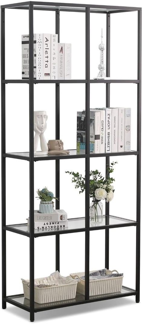 Dressing Room Bathroom, Glass Bathroom Shelves, Bedroom Dressing Room, Shelf For Living Room, Open Bathroom, Standing Shelf, Metal Wall Shelves, Bedroom Dressing, Bathroom Hallway