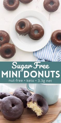 Sugar Free Donuts, Dolce Poche Calorie, Sugar Free Desserts Easy, Chocolate Doughnuts, Keto Donuts, Sugar Free Baking, Sugar Free Recipes Desserts, Postre Keto, Sugar Free Treats