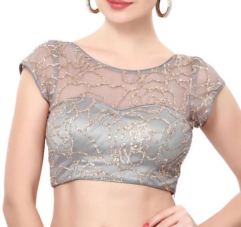 9 Saree Blouses Perfect For You... If You Have A Smaller Bust! | POPxo Net Saree Blouse Designs, Netted Blouse Designs, Blouse Designs High Neck, Blouse Designs Catalogue, New Saree Blouse Designs, Saree Blouse Neck Designs, Lehenga Blouse Designs, Simple Blouse Designs, Blouse Designs Silk