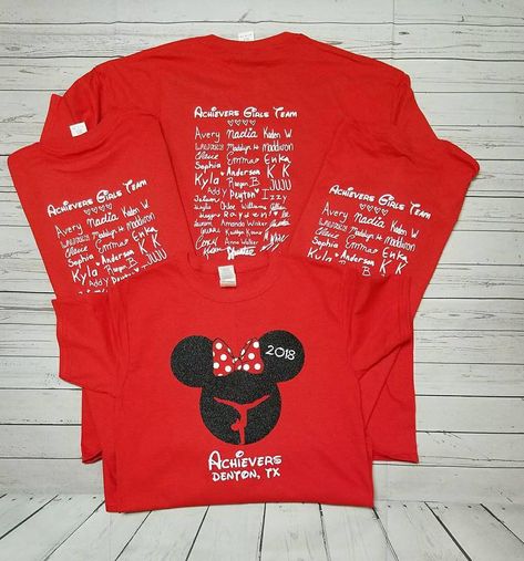 Disney dance team shirt Disney Team Shirts, Uca Cheer Nationals Disney Shirts, Disney Dance Shirts, Disney Cheer Shirts, Cheer Disney, Cheer Summit, Dance Nationals, Fccla Ideas, Dance Team Clothes