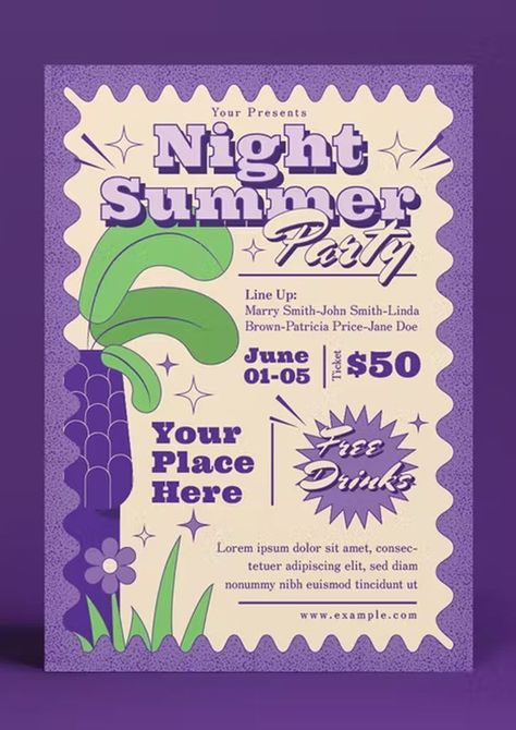 Event Poster Design Inspiration, Summer Party Flyer, Posters Conception Graphique, Promo Flyer, Event Poster Template, Desain Buklet, Banner Web, Flyer Design Layout, Party Flyer Template