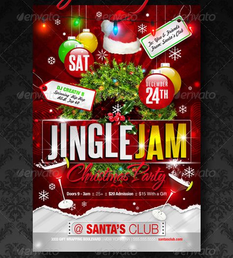 Jingle Jam Flyer Template Christmas Brochure, Christmas Party Flyer, Christmas Flyer Template, Party Flyer Template, Free Brochure Template, Halloween Flyer, Christmas Flyer, Psd Flyer, Free Flyer Templates