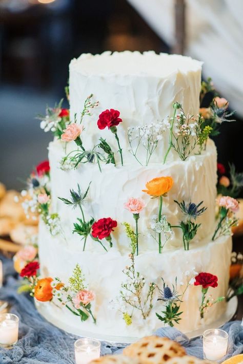 Wildflower Cake, 2 Tier Wedding Cakes, Colorful Wedding Cakes, Garden Wedding Cake, Wedding Cake Fresh Flowers, Spring Wedding Cake, Summer Wedding Cakes, 3 Tier Wedding Cakes, Wedding Cake Tops