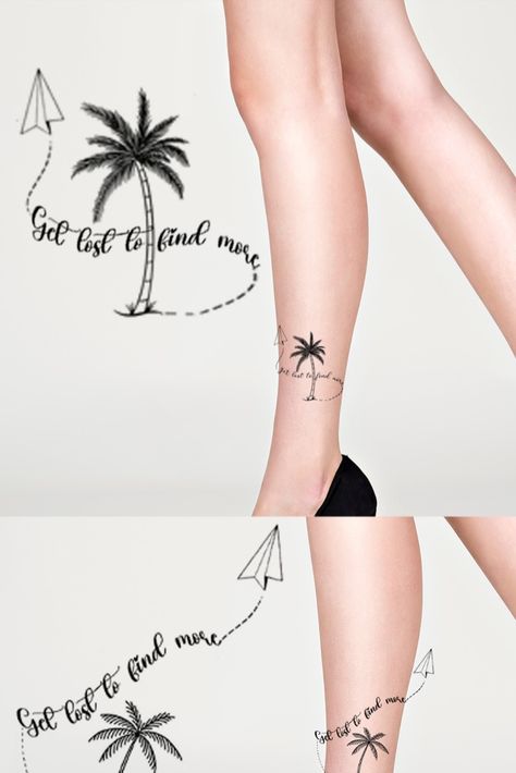 Get lost to find more custom tattoo design #summer #palmtree #travel Holiday Tattoos, Rock Tattoo, Custom Tattoo Design, Marmaris, Custom Tattoo, Best Tattoo, Tattoo Design, Cool Tattoos, Tattoo Designs