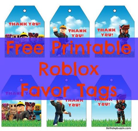 free printable roblox favor tags Roblox Birthday Party Favor Ideas, Roblox Party Printables Free, Roblox Bookmarks Printable, Roblox Thank You Tags Printable, Roblox Invitations Free Printables, Roblox Themed Birthday Party, Roblox Party Favors, Roblox Birthday Party Ideas, Preschool Graduation Party