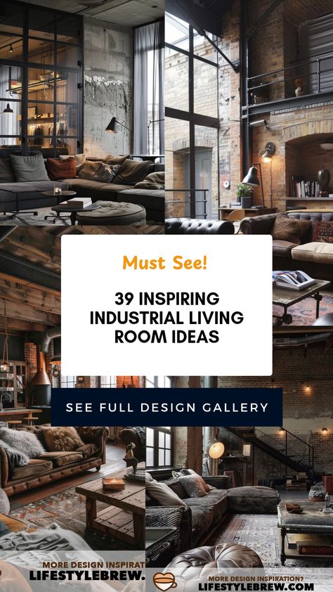 Looking to infuse style into your home? Discover 39 inspiring industrial living room design ideas that perfectly balance aesthetics and functionality. From raw, exposed materials to chic furniture selections, these designs offer everything you need to create a stunning industrial space. Learn how to mix metal accents, rustic decor, and modern touches to achieve that perfect cozy yet edgy vibe. Transform your living room into a unique haven that reflects your personality while staying contemporary. Ideal for minimalists and design aficionados alike. Industrial Accent Chair, Industrial Eclectic Living Room, Vintage Industrial Decor Living Room, Modern Industrial Decor Living Room, Industrial House Interior, Loft Living Room Ideas, Industrial Glam Decor, Industrial Loft Living Room, Industrial Living Room Ideas