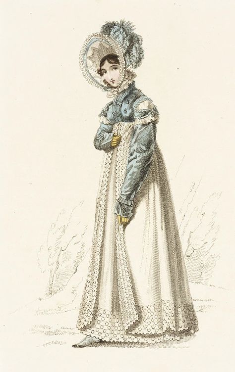 ma-47305-WEB 1819 Fashion, Regency Woman, 1810s Fashion, Regency Art, Empire Fashion, 1820s Fashion, John Bell, Walking Dress, Regency Gown