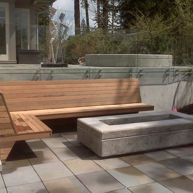 bench #2 Deck Redo, Retaining Wall Design, Contemporary Fire Pit, Fire Pit Materials, Concrete Retaining Walls, Outdoor Fire Pit Designs, Backyard Garden Layout, Contemporary Patio, Concrete Fire Pits