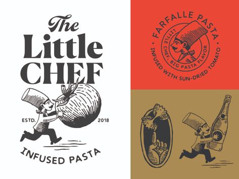 Pasta Logo Design, Food Logo Design Ideas, Pasta Branding, Tomato Logo, Pasta Logo, Italian Restaurant Logos, Chef Illustration, Tad Carpenter, Italian Logo