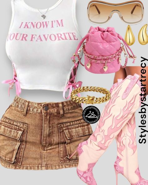 Pink vs brown 🩷🩷💕💕💕 Brown And Pink Outfit Ideas, Pink And Black Outfit, Brunch Fits, Baddies Outfit, Pink Outfit Ideas, Summer Baddie, 2000s Fashion Trends, Summertime Outfits, Preformance Outfits