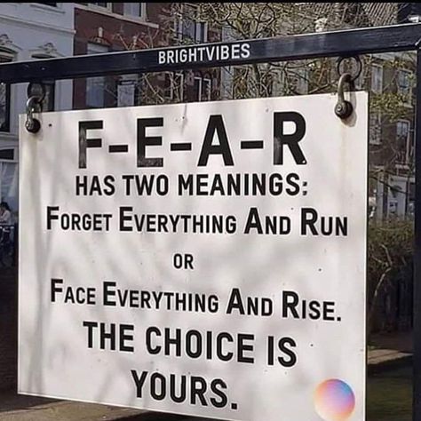 Fear Has Two Meanings, Face Everything And Rise, Motivational Memes, A & R, To Move Forward, Yoga Routine, Memes Quotes, Positive Vibes, Wise Words