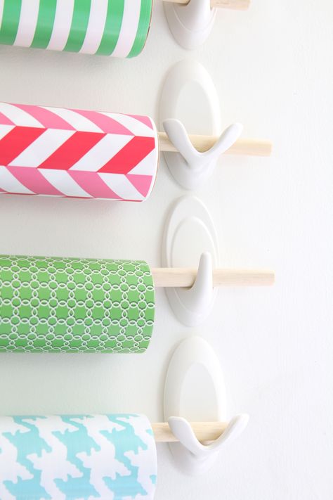 Step 7 Organize Wrapping Paper, Wrapping Paper Display, Tissue Paper Organization, Gift Wrap Station, Gift Wrapping Station Ideas, Wrapping Paper Station, Wrapping Paper Organization, Gift Wrap Organization, Wrapping Paper Storage