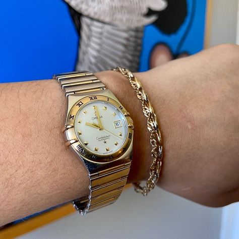 Luxury Omega Constellation My Choice Two Tone Womens Watch Omega Watch Women Constellations, Omega Womens Watch, Omega Constellation Ladies, Omega Watch Women, Swatch Women, Omega Watches, Vintage Watches Women, Omega Constellation, Watches Women