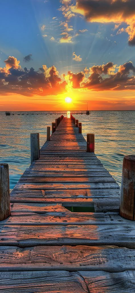 Pier Sunset, Beautiful Paintings Of Nature, Beautiful Beach Pictures, Beach Sunset Wallpaper, Scenic Photography, Sunset Landscape, Sunset Wallpaper, Nature Art Painting, Beautiful Landscape Wallpaper