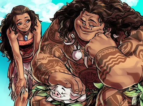 Maui X Moana Fanart, Moana X Maui, Moana Fanart, Moana And Maui, Maui Moana, Moana Movie, Disney Princess Anime, Moana Maui, Princess Fan Art